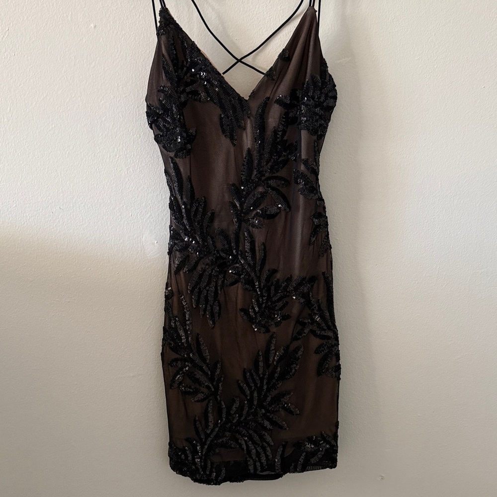 Black Sequin Sheer Dress